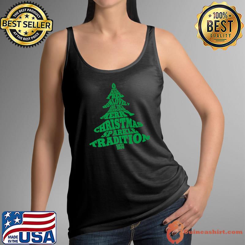 Christmas Tree Howlovel Merry Christmas Sparkle Typography Word T-Shirt Tank Top