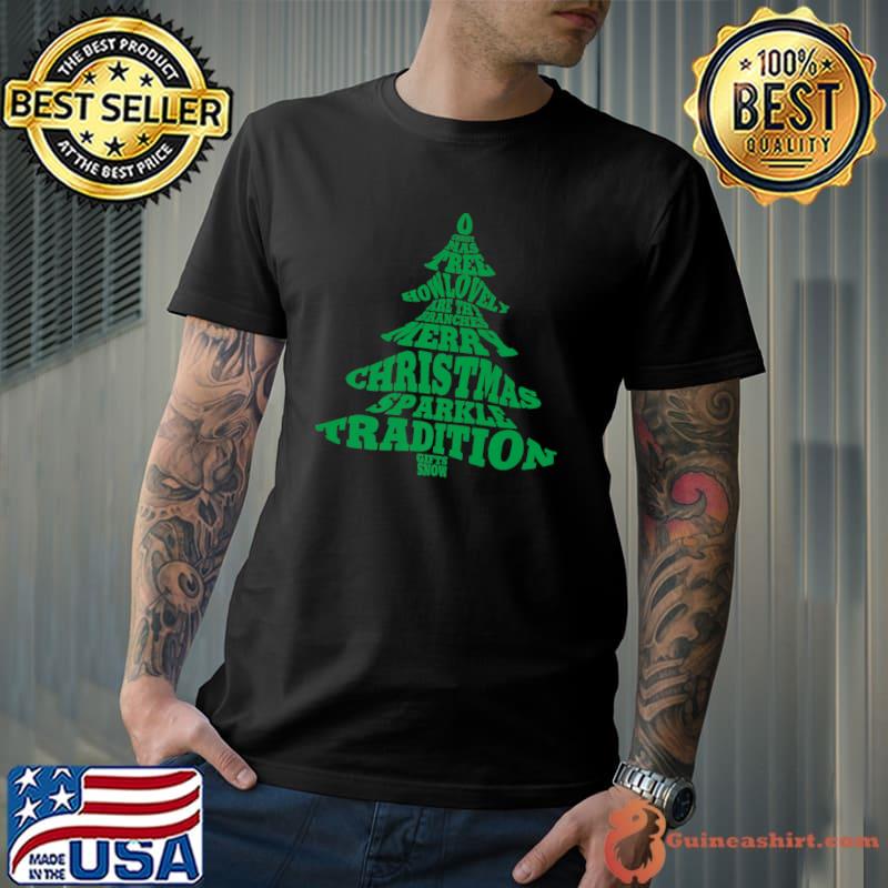 Christmas Tree Howlovel Merry Christmas Sparkle Typography Word T-Shirt