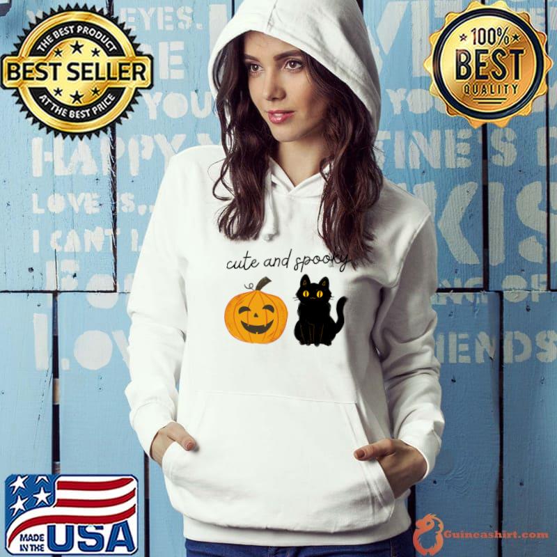 Cute And Spooky Black Cat Pumpkin Season Halloween T-Shirt Hoodie