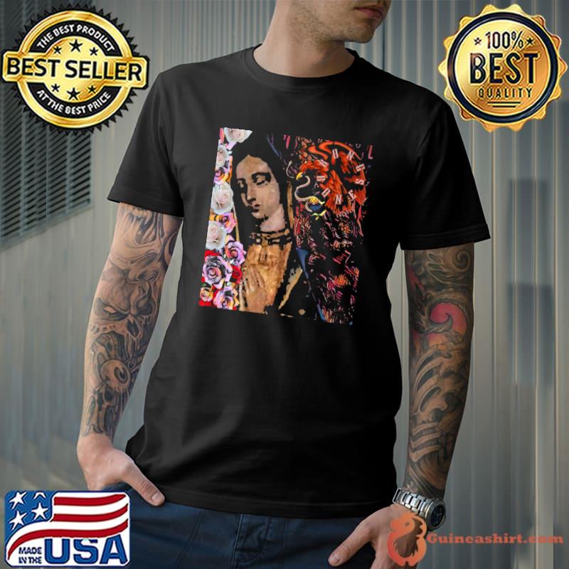 Distresses Bong Bones Guadalupana Roseate Aztec Eagle T-Shirt