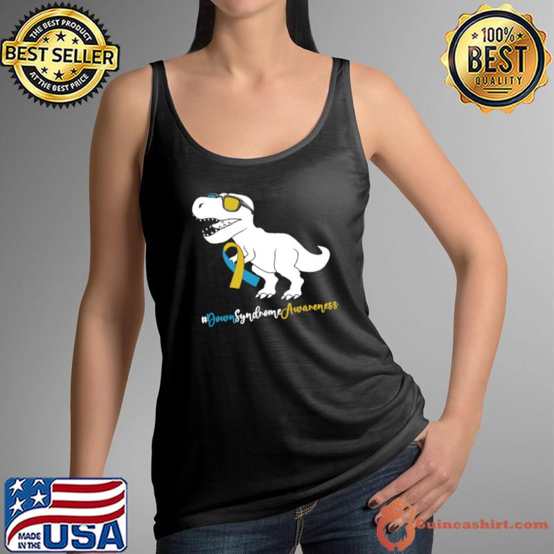 Down Syndrome T-rex Dinosaur Trisomy Ribbon T-Shirt Tank Top