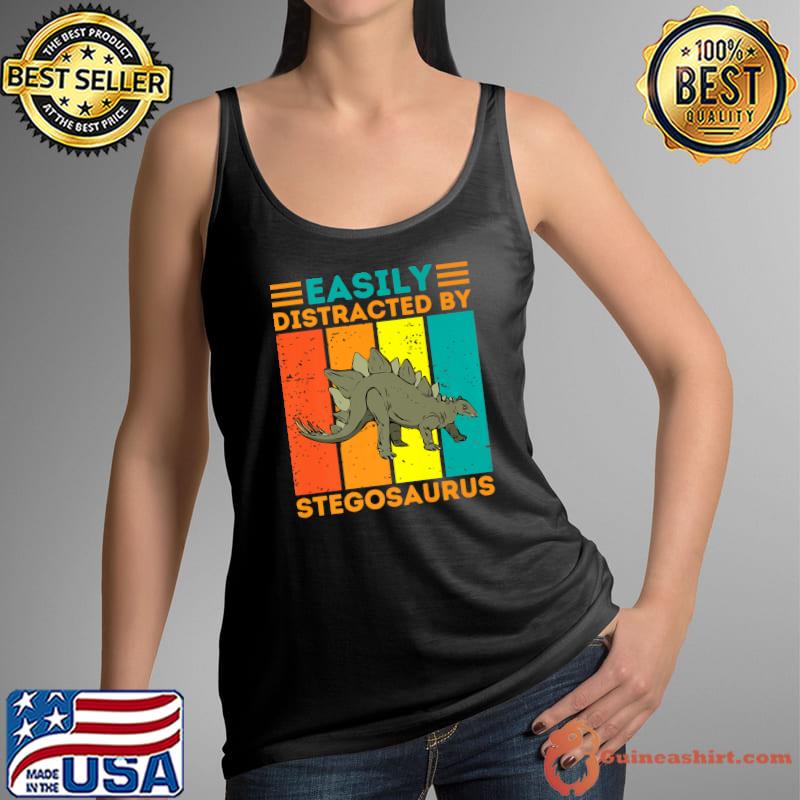 Easily Distracted By Stegosaurus Jurassic Dinosaur Vintage T-Shirt Tank Top