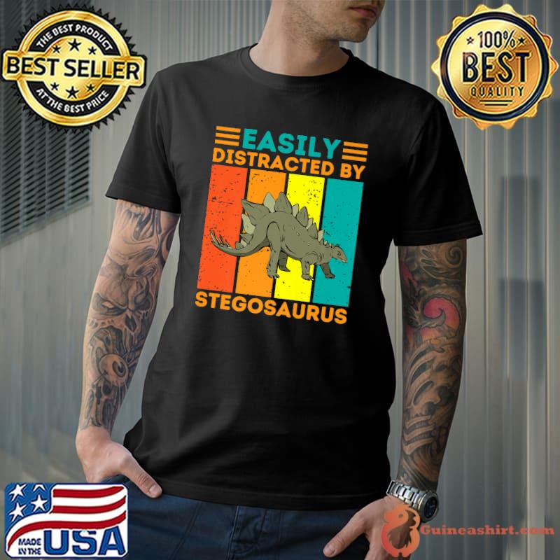 Easily Distracted By Stegosaurus Jurassic Dinosaur Vintage T-Shirt