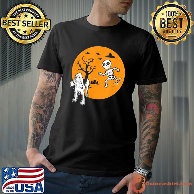 Funny bloodhound skeleton bone halloween costume dog owners funny halloween classic shirt