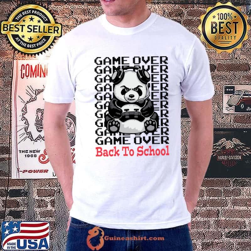 Game Over Back To School Panda Bear Gamer Controller T-Shirt