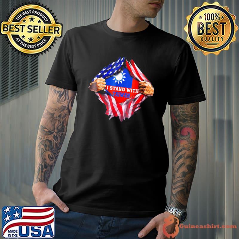 I stand with taiwan flag American flag support taiwan shirt