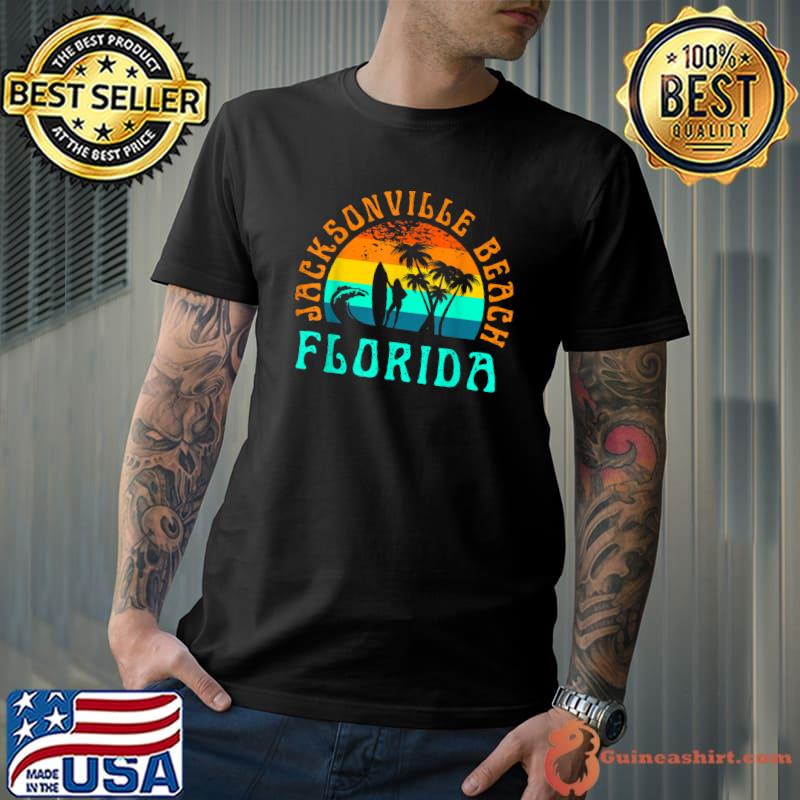 Jacksonville Florida Beach Surf Summer Vacation Girls Vintage Sunset T-Shirt
