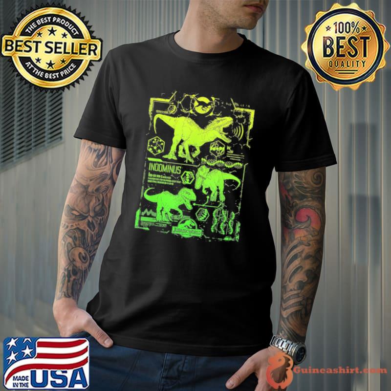 Jurassic park jurassic world indominus rex green schematic shirt