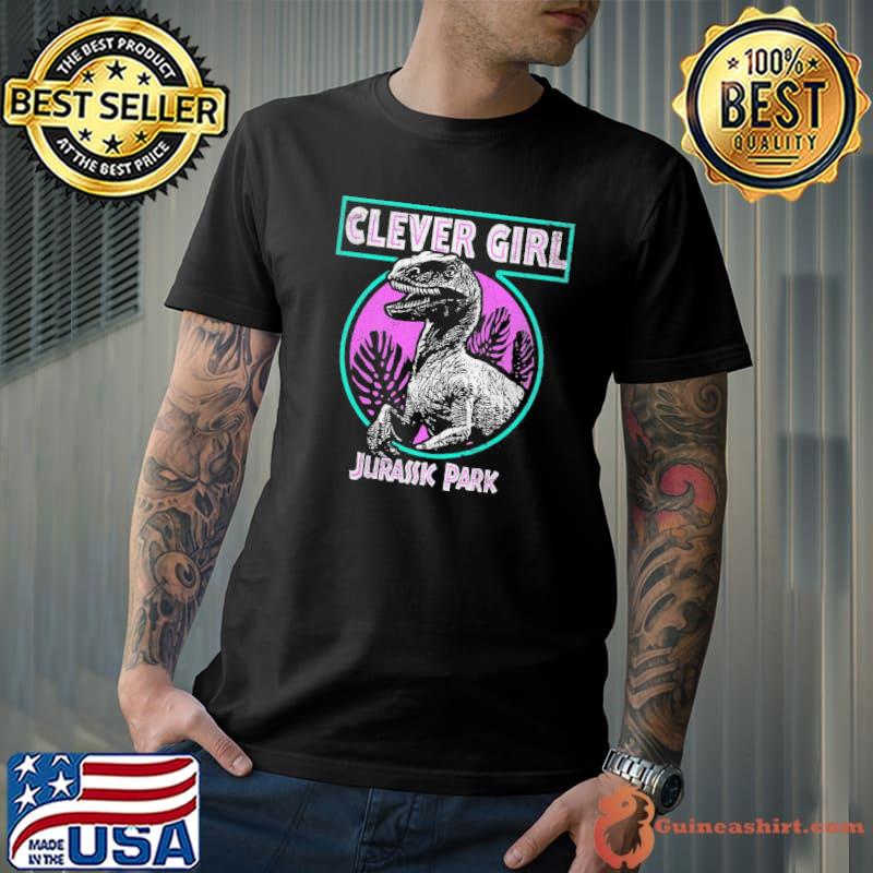 Jurassic park pink and teal clever girl circle classic shirt