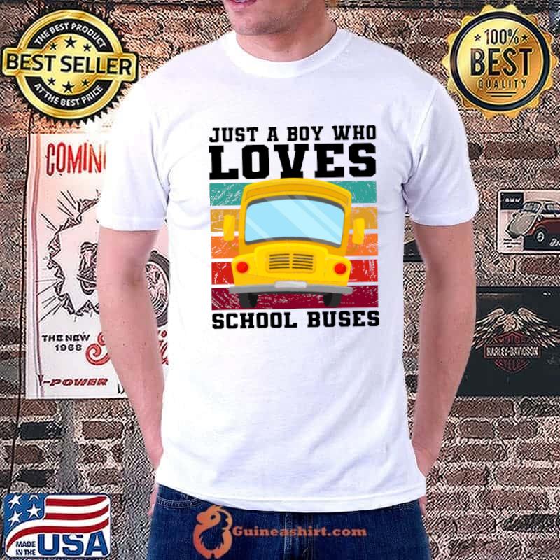 Just a boy who loves school buses vintage T-Shirt