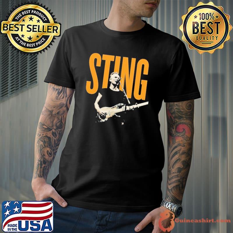 Musician sting playing guitar vintage singer shirt