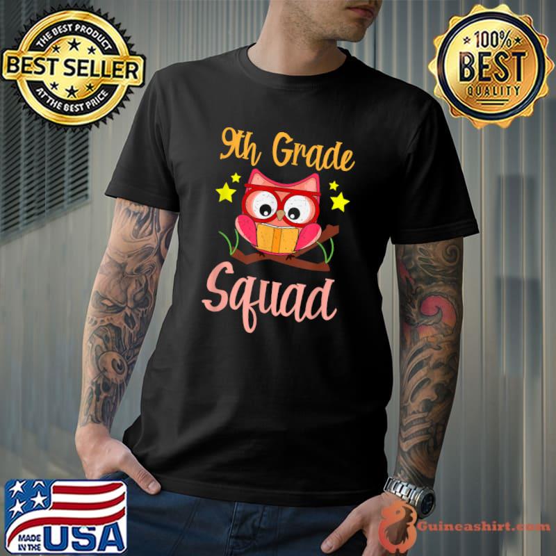 Owl 9th Grade Squad Back To School Pre-K Teacher Book T-Shirt