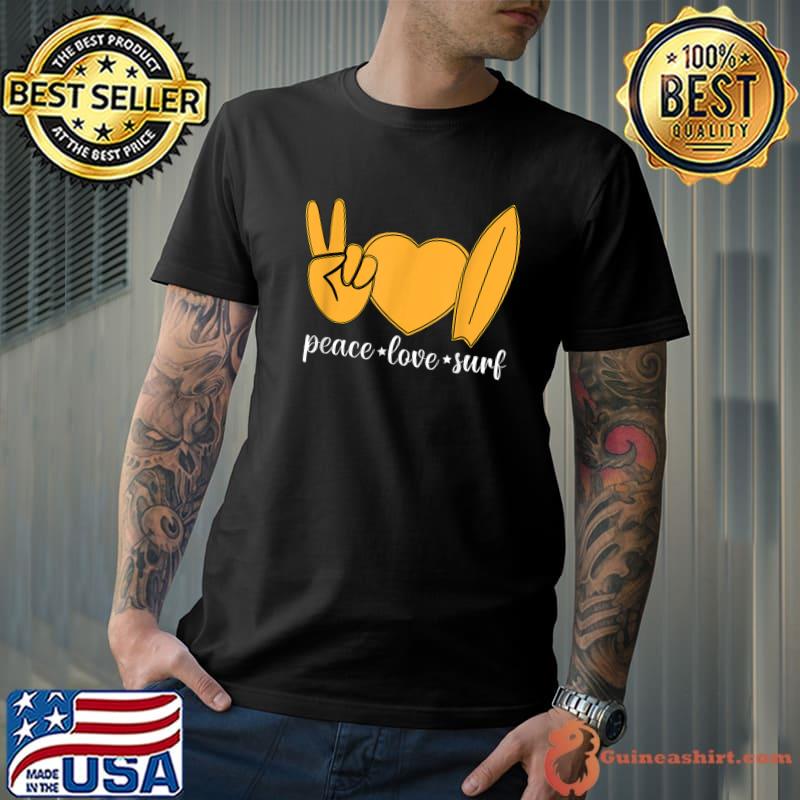 Peace Love Surf Summer Surfing Heart Vacation Mode Weekend T-Shirt