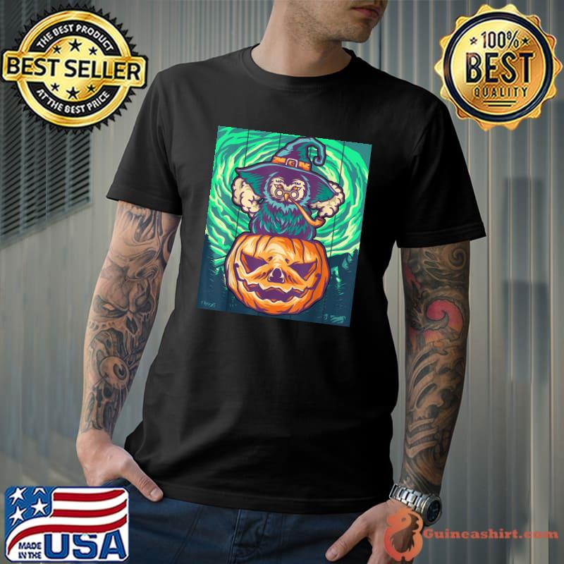 Pumpkin owl costume halloween boo owl with witch hat owl classic shirt