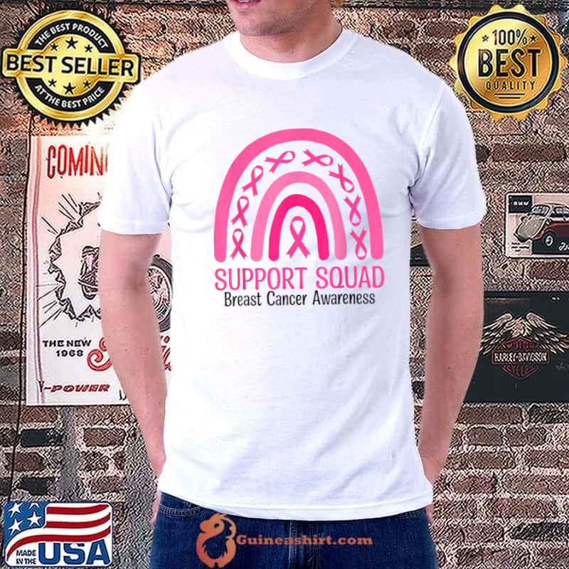 Rainbow Support Squad Breast Cancer Awareness Pink Ribbon T-Shirt
