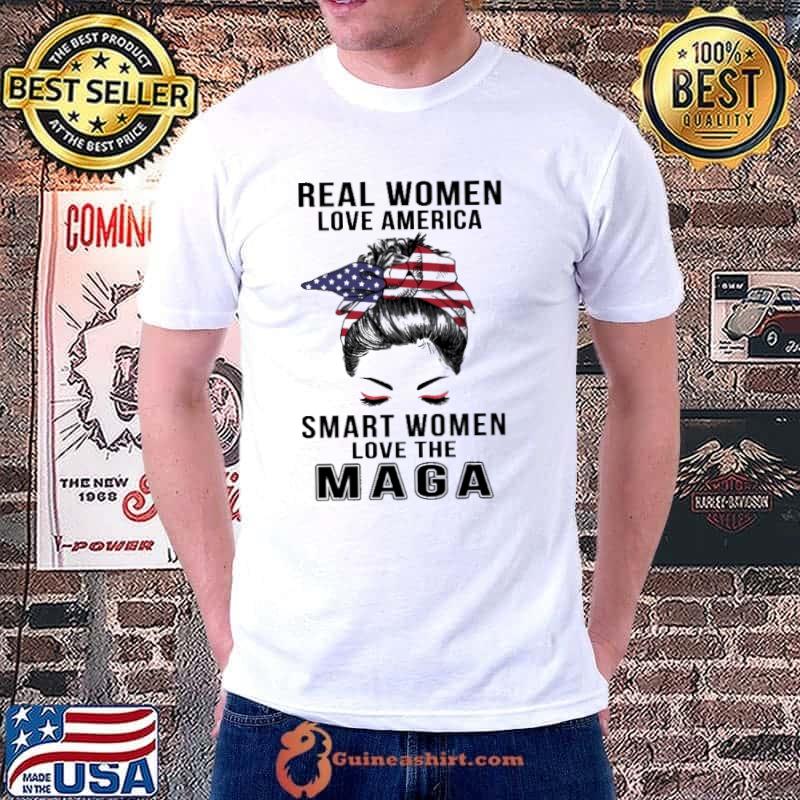Real women love america smart women love the maga america flag shirt