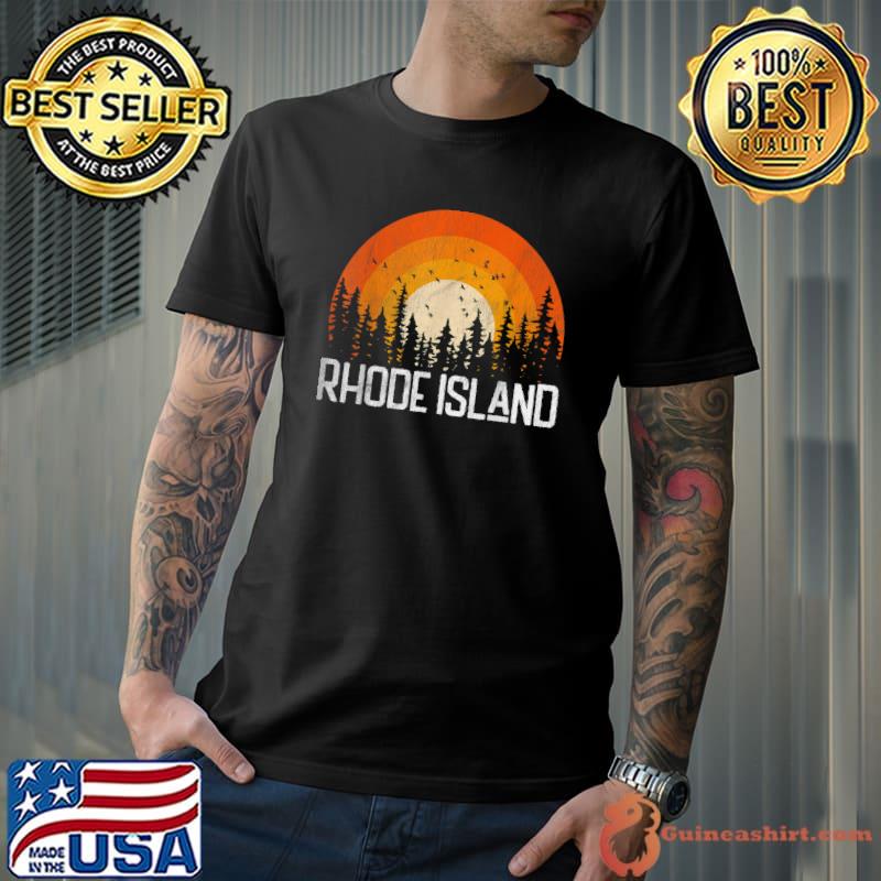 Rhode Island Vintage Sunset Forest T-Shirt