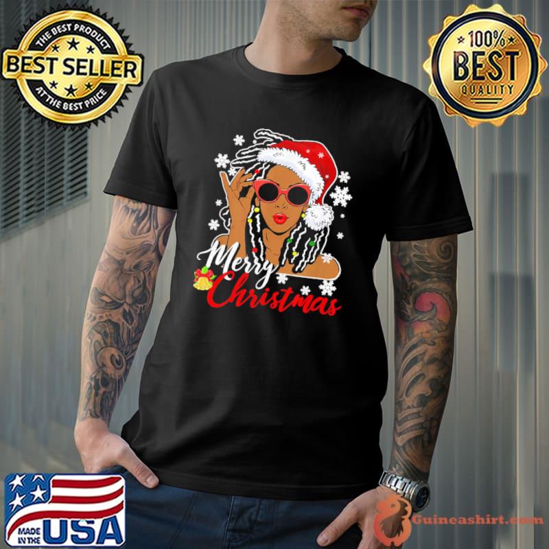 African black girl christmas santa claus merry christmas shirt