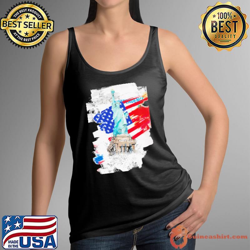 American flag with liberty statue classic s Tank Top