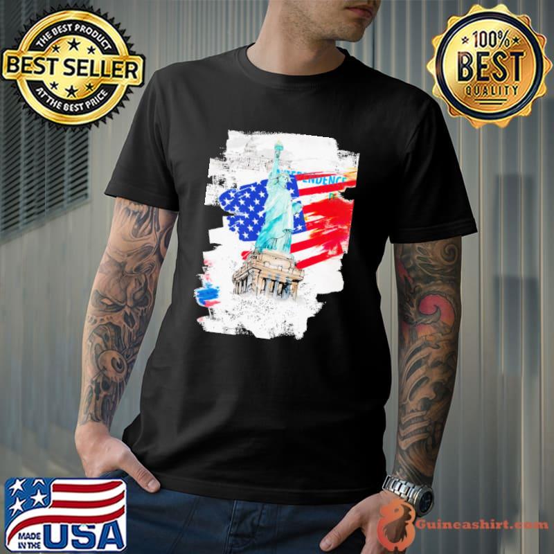 American flag with liberty statue classic shirt