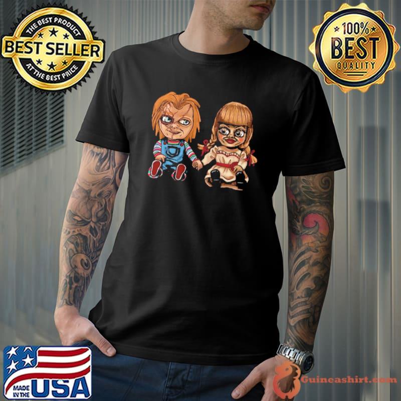 Anniversaire chucky n annabelle old birthday in love retro halloween trending shirt