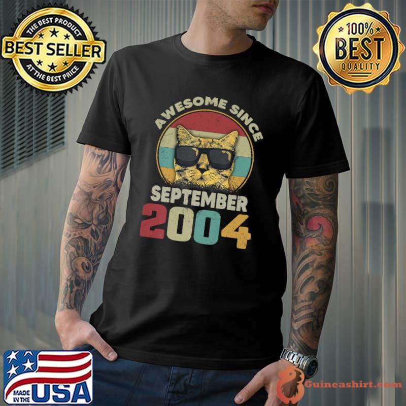Awesome Since September 2004 18th Birthday Party Cat Lovers Vintage T-Shirt