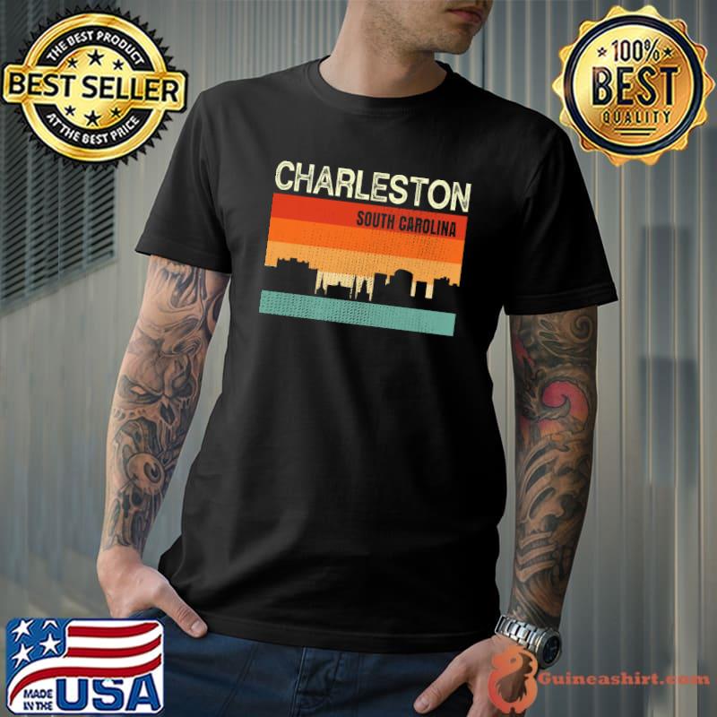 Charleston South Carolina Town Skyline Vintage T-Shirt