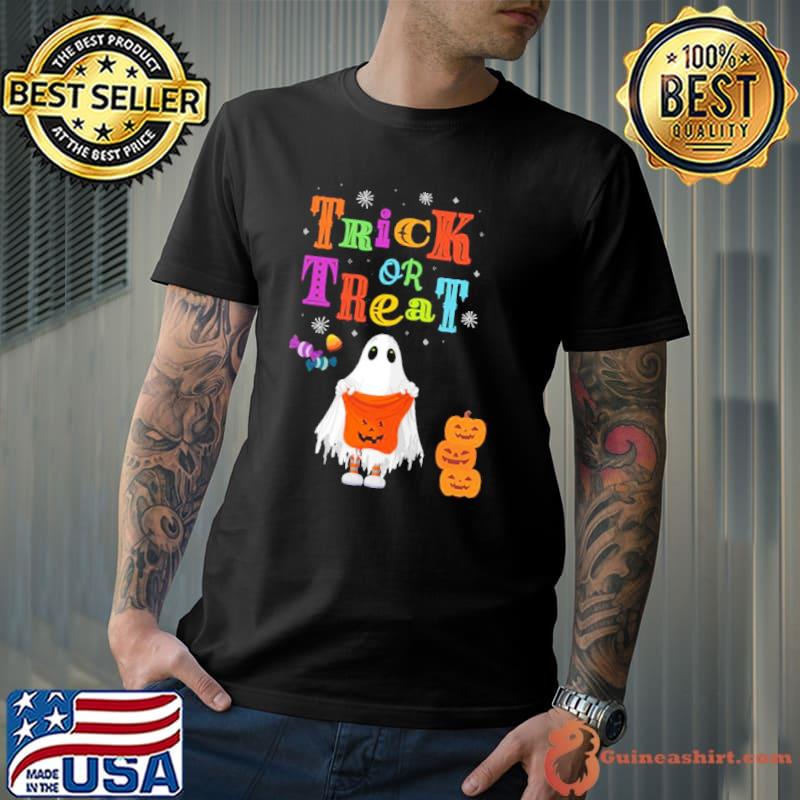 Cute ghost trick or treat pumpkin halloween illustration shirt