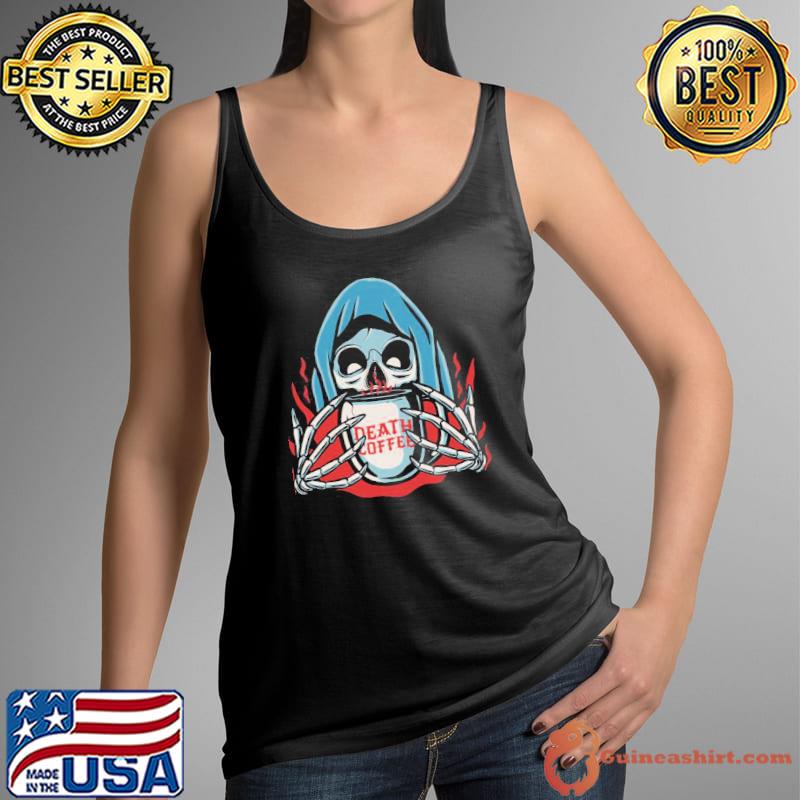 Cute halloween grim reaper holding of death coffee s Tank Top