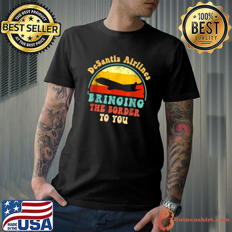 Desantis airlines bringing the border to you Retro USA Flag vintage T-Shirt