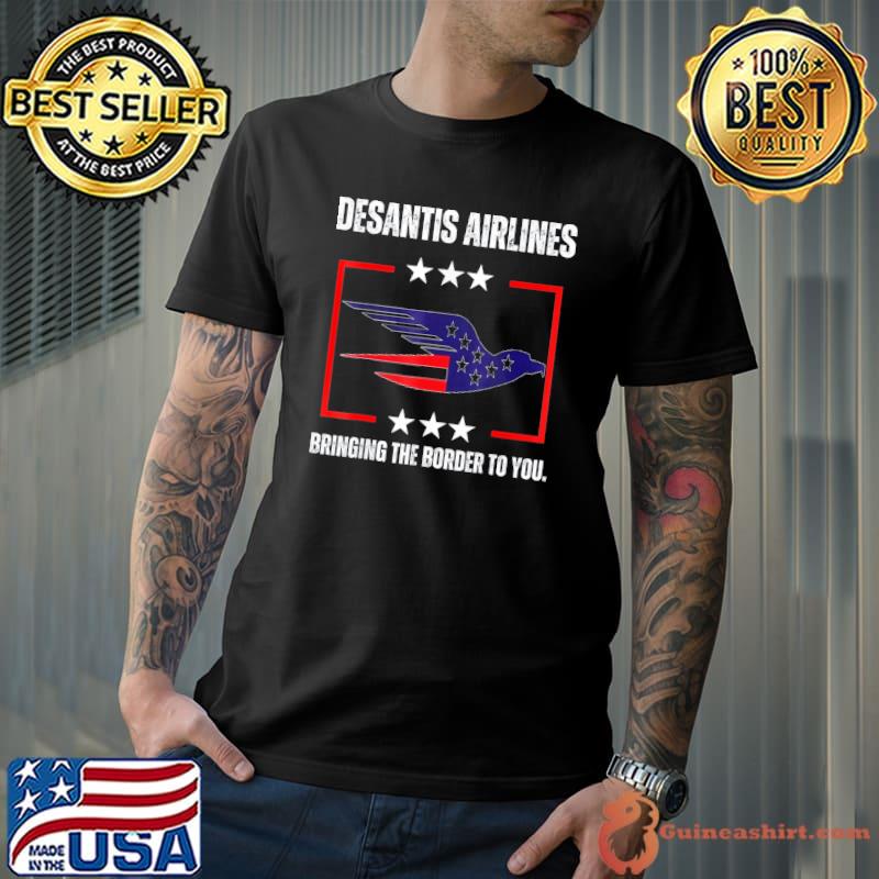 Desantis airlines political meme ron desantis usa flag eagle shirt