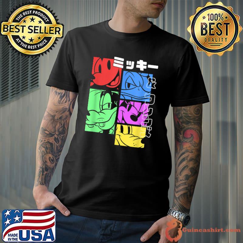 Disney Mickey And Friends Pop Character Panels Katakana Colors T-Shirt