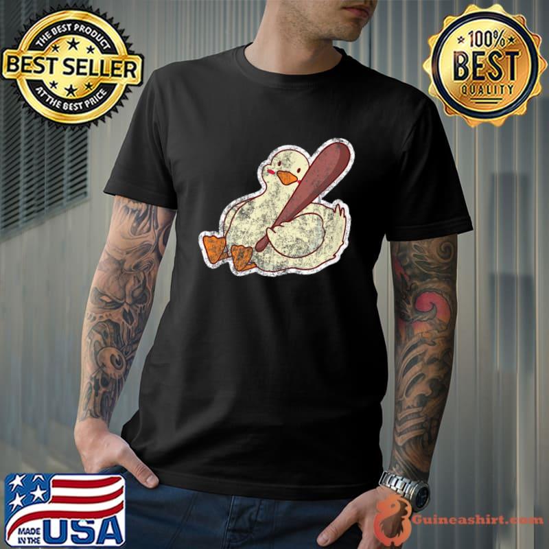 Distressed Retro Evil Baby Duckling With Baseball T-Shirt