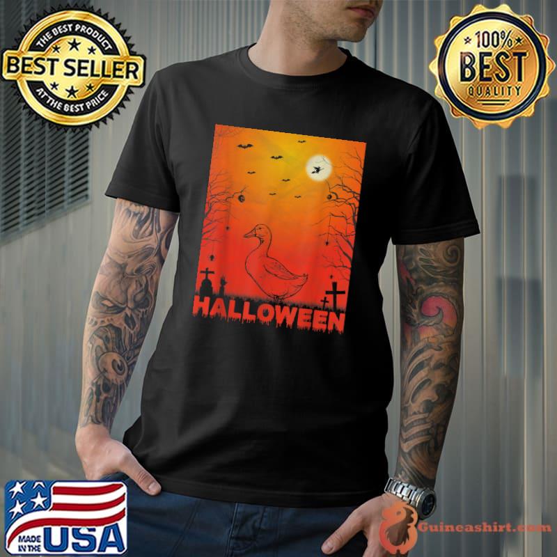 Duck Lover Bats Moon Witch Halloween Costume Party T-Shirt