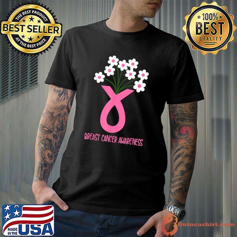 Flower jar pink ribbon breast cancer awareness T-Shirt