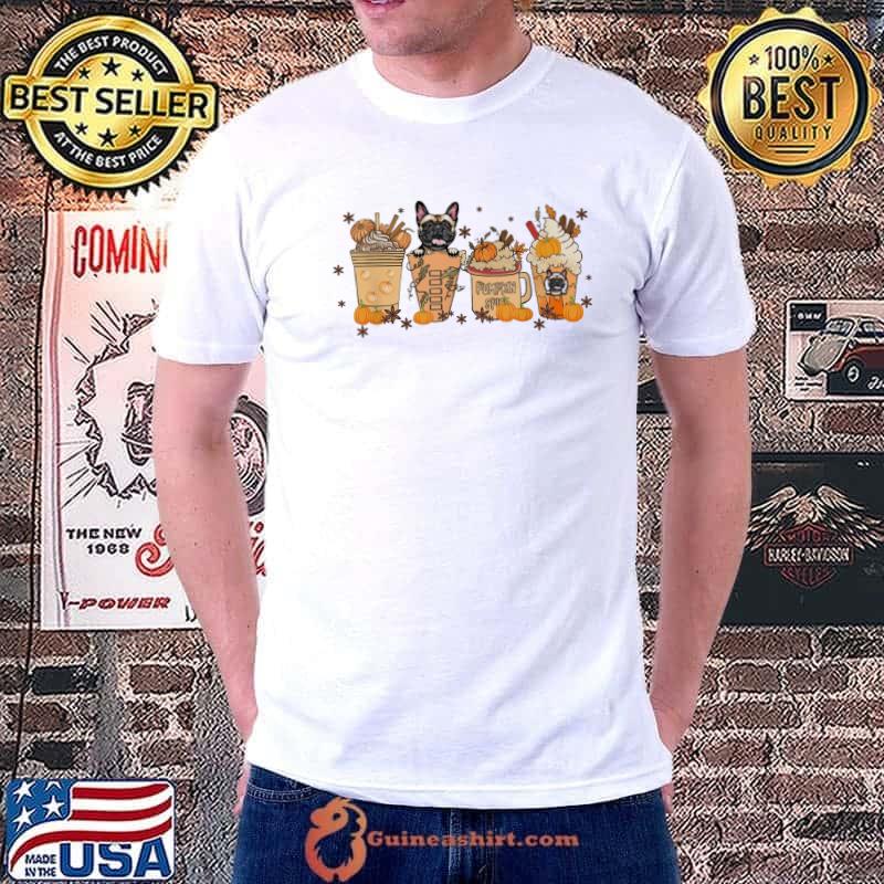 French Bulldog pumpkin latte spice season fall thanksgiving classic shirt