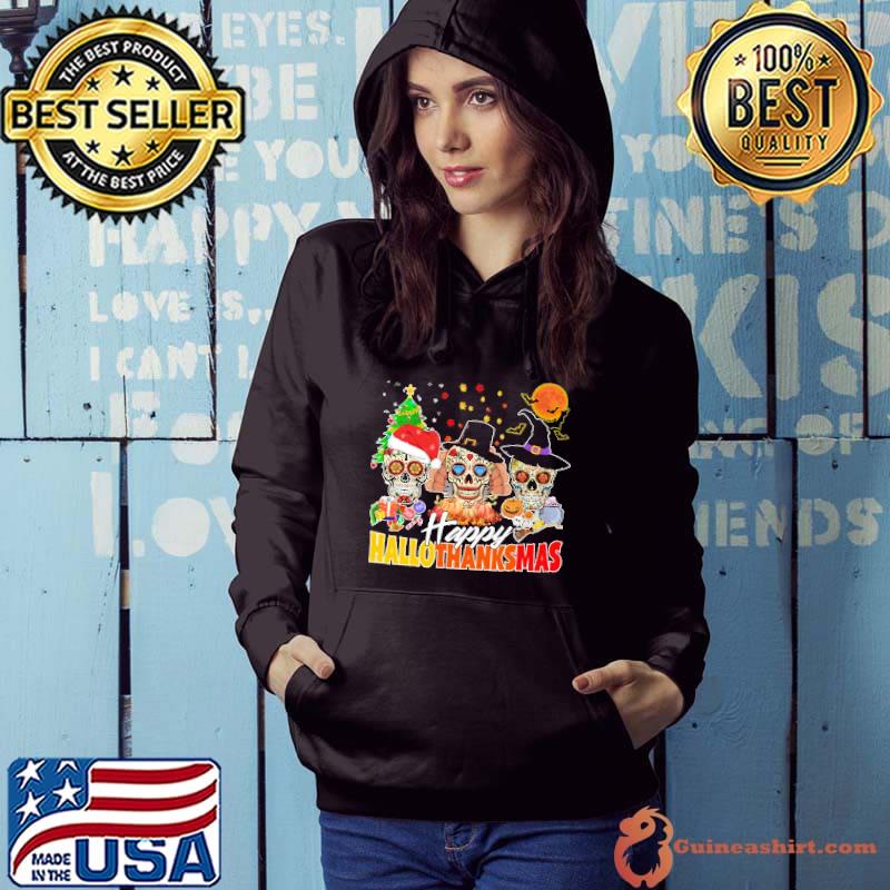 Funny halloween thanksgiving christmas holidays sugar skull art s Hoodie