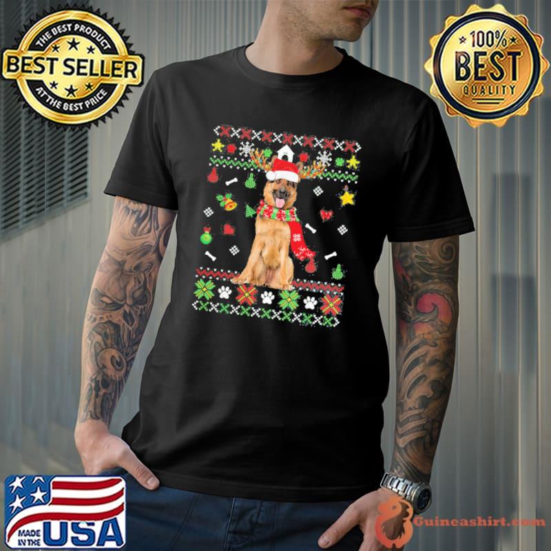 German Shepherd dog puppy xmas ugly christmas shirt