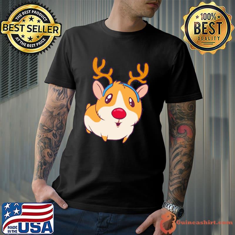 Guinea pig with antlers christmas reindeer shirt
