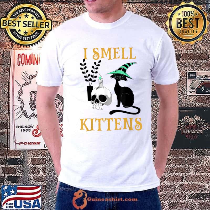 Halloween Witch Cat I Smell Kittens Cat Skull T-Shirt