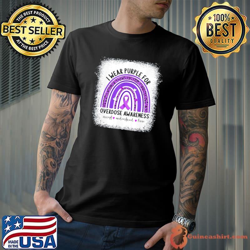 I wear purple for overdose awareness boho rainbow ribbon classic shirt