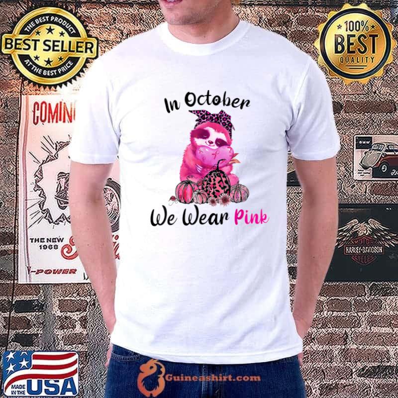In October We Wear Pink Pumpkin Breast Cancer Halloween T-Shirt Unisex T- shirt