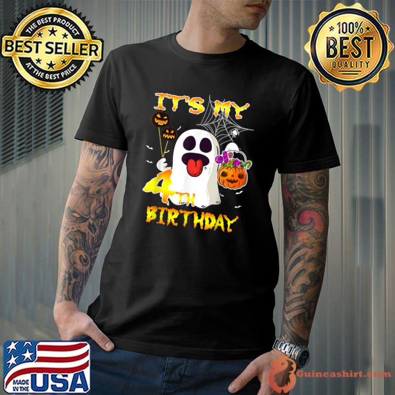 It's My 4th Birthday Ghost Candy Pumpkin Halloween Costumes T-Shirt