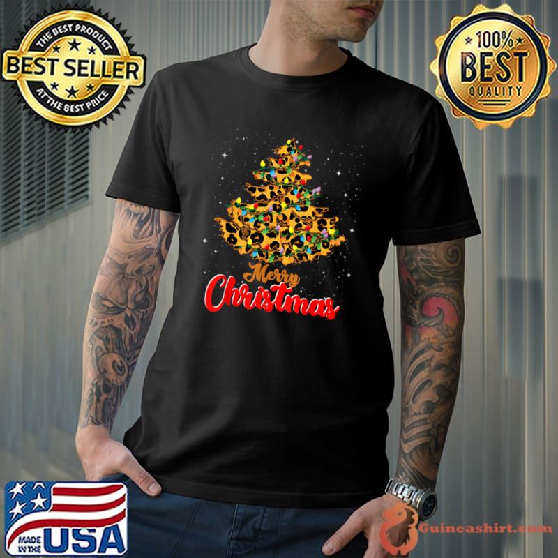 Leopard Christmas Tree Merry Christmas Xmas T-Shirt