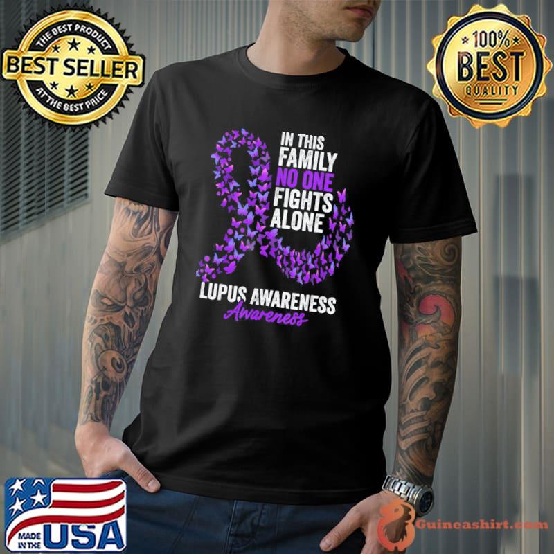 Lupus awareness month butterflies purple ribbon shirt