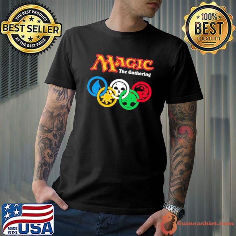 Magic the gathering olympic logo mens red black gray classic shirt