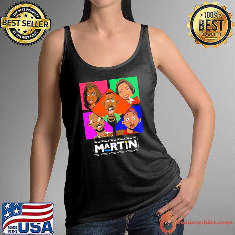 Martin TV show cartoon mens black white gray navy s Tank Top