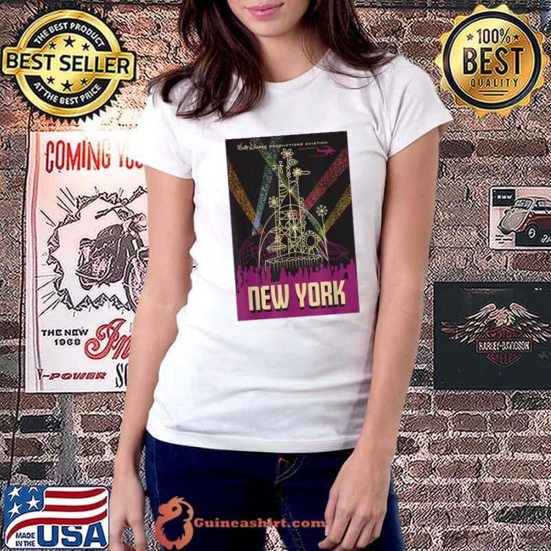 Mickey Mouse One Walt’s Plane Travel Poster New York T-Shirt Ladiestee