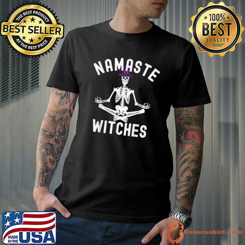 Namaste Witches Halloween Yoga Witch Skeleton Pose T-Shirt