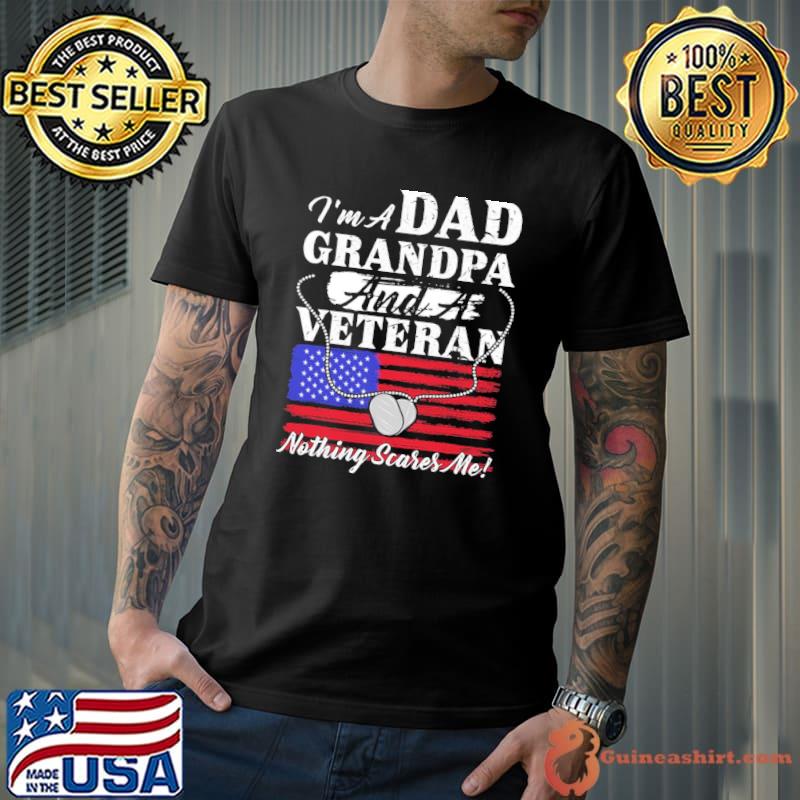 Neck Chains And American Flag Dad Grandpa Veteran Shirt